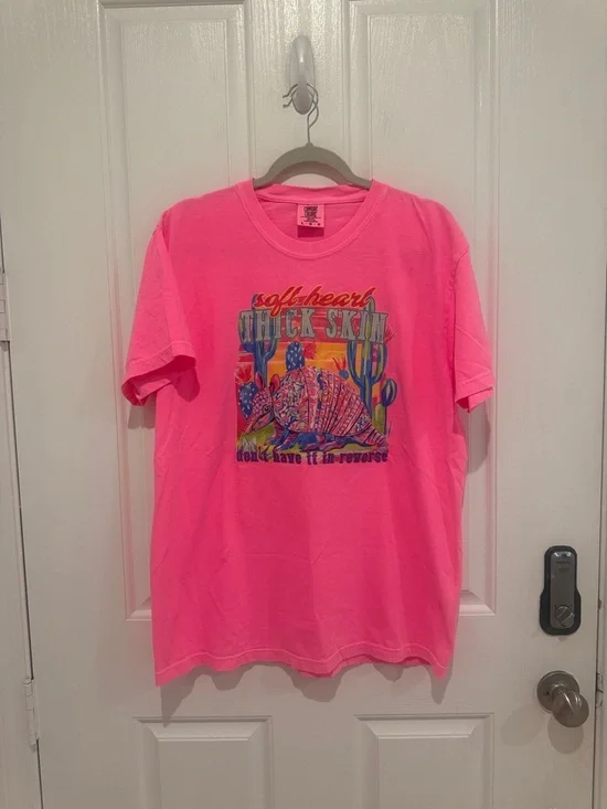 SOFT HEART THICK SKIN NEON PINK TSHIRT - Picture 2 of 6